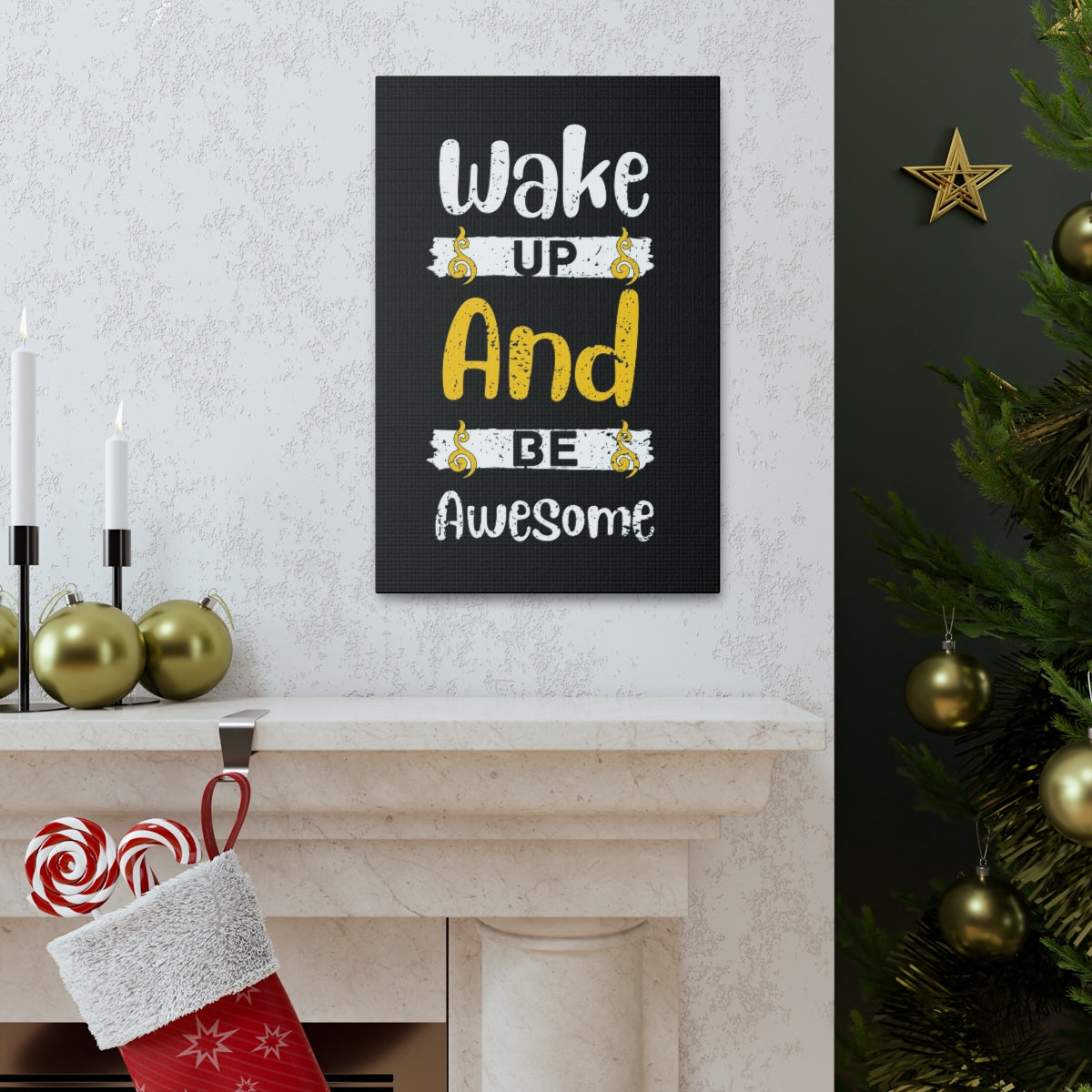 Scripture Walls Inspirational Wall Art Wake Up Be Awesome Motivation Wall Decor for Home Office Gym Inspiring Success Quote Print Ready to Hang Unframed-Express Your Love Gifts