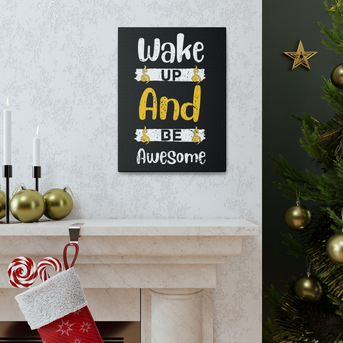 Scripture Walls Inspirational Wall Art Wake Up Be Awesome Motivation Wall Decor for Home Office Gym Inspiring Success Quote Print Ready to Hang Unframed-Express Your Love Gifts