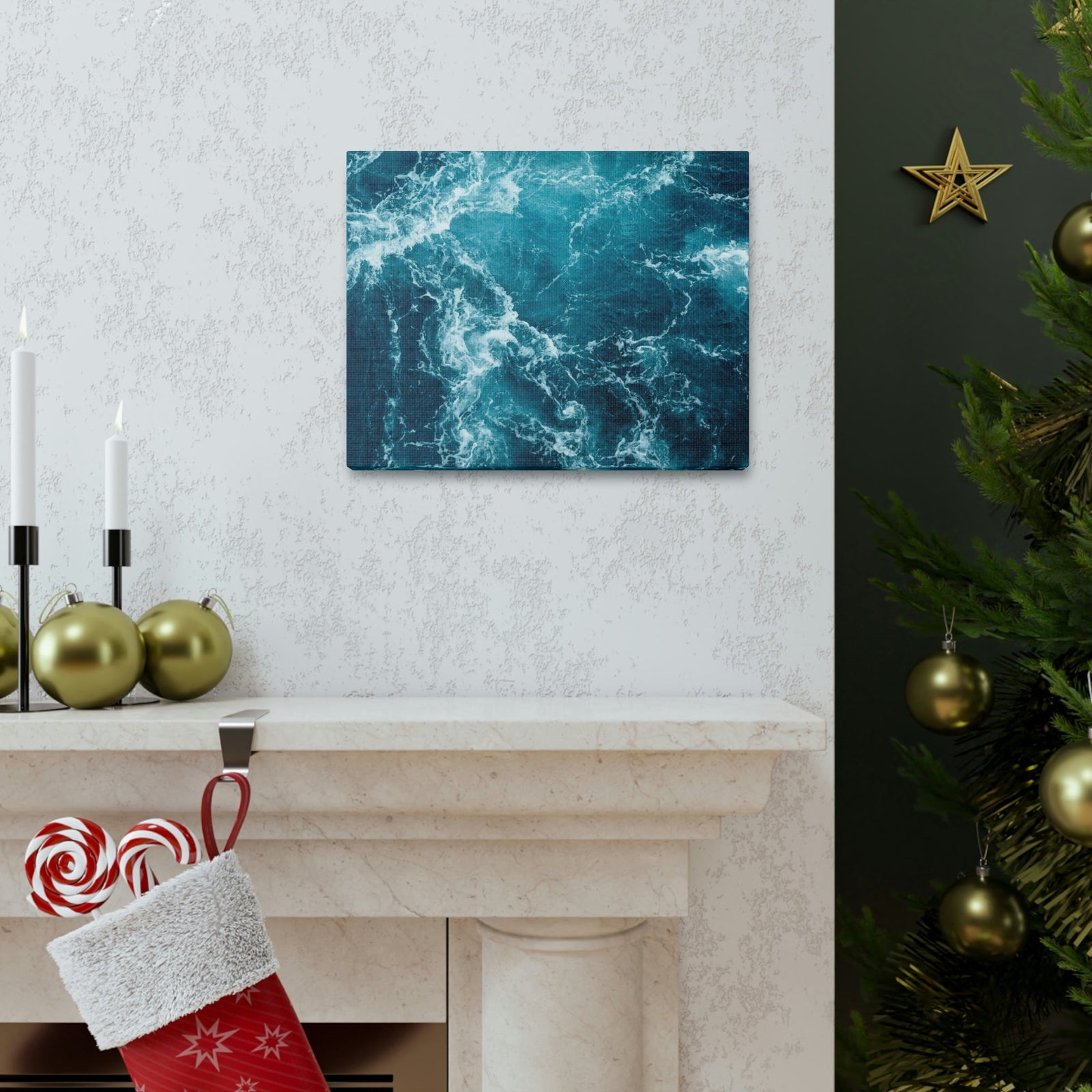 Interesting Atlantic Ocean Scene Beautiful Impressive and Remarkable Beauty Nature Scene Small Ocean Waves Wall Art Ready to Hang Unframed-Express Your Love Gifts