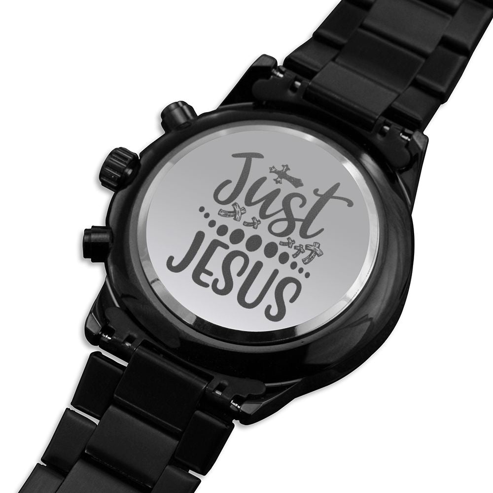 Just Jesus Engraved Bible Verse Men's Watch Multifunction Stainless Steel W Copper Dial-Express Your Love Gifts