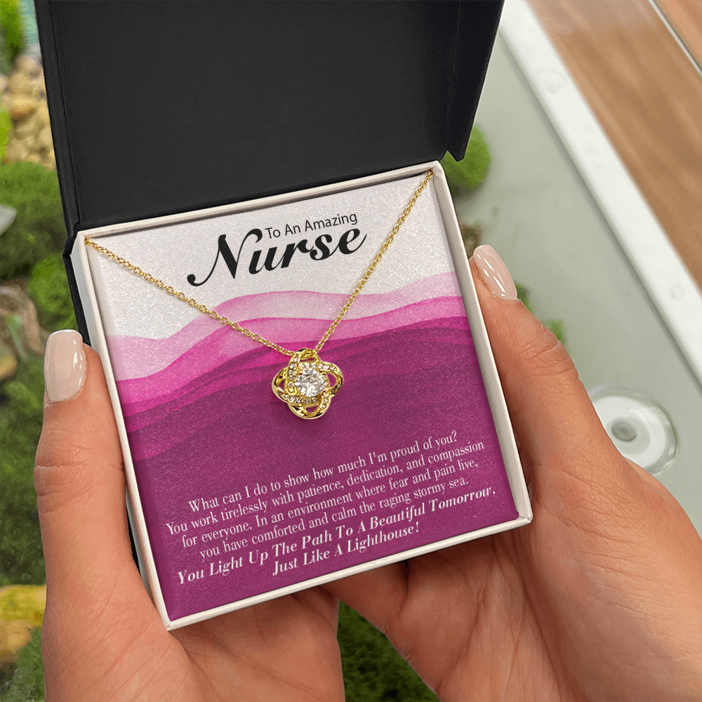Just Like a Lighthouse Healthcare Medical Worker Nurse Appreciation Gift Infinity Knot Necklace Message Card-Express Your Love Gifts