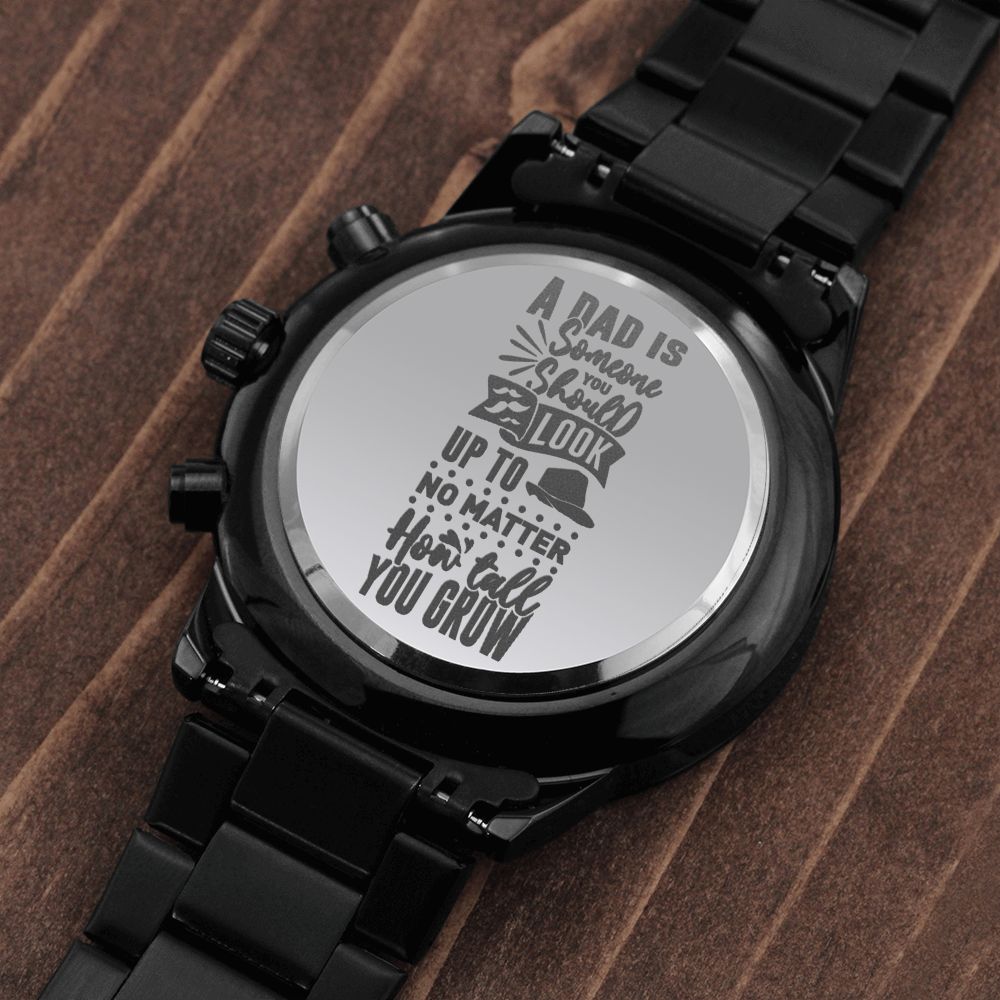 Look Up To Dad Engraved Multifunction Analog Stainless Steel Chronograph Men's Watch W Copper Dial-Express Your Love Gifts