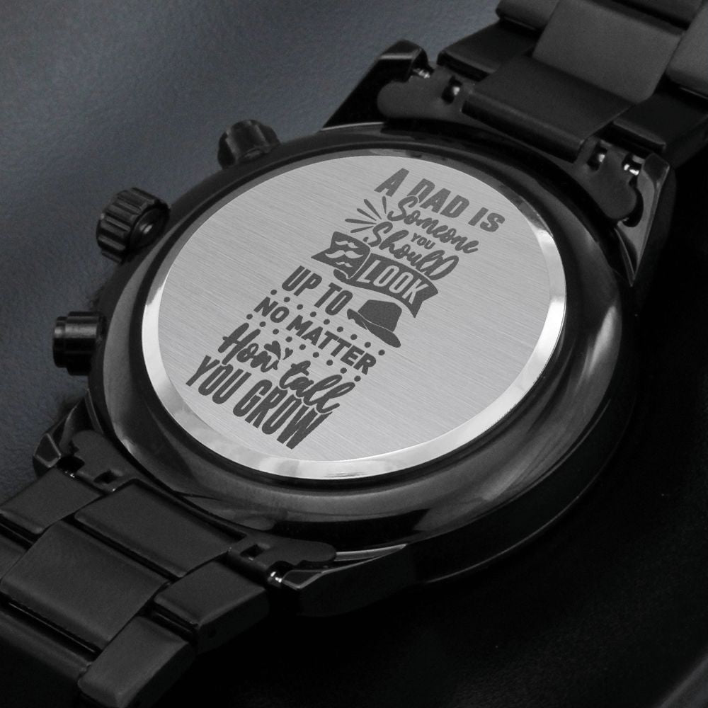 Look Up To Dad Engraved Multifunction Analog Stainless Steel Chronograph Men's Watch W Copper Dial-Express Your Love Gifts