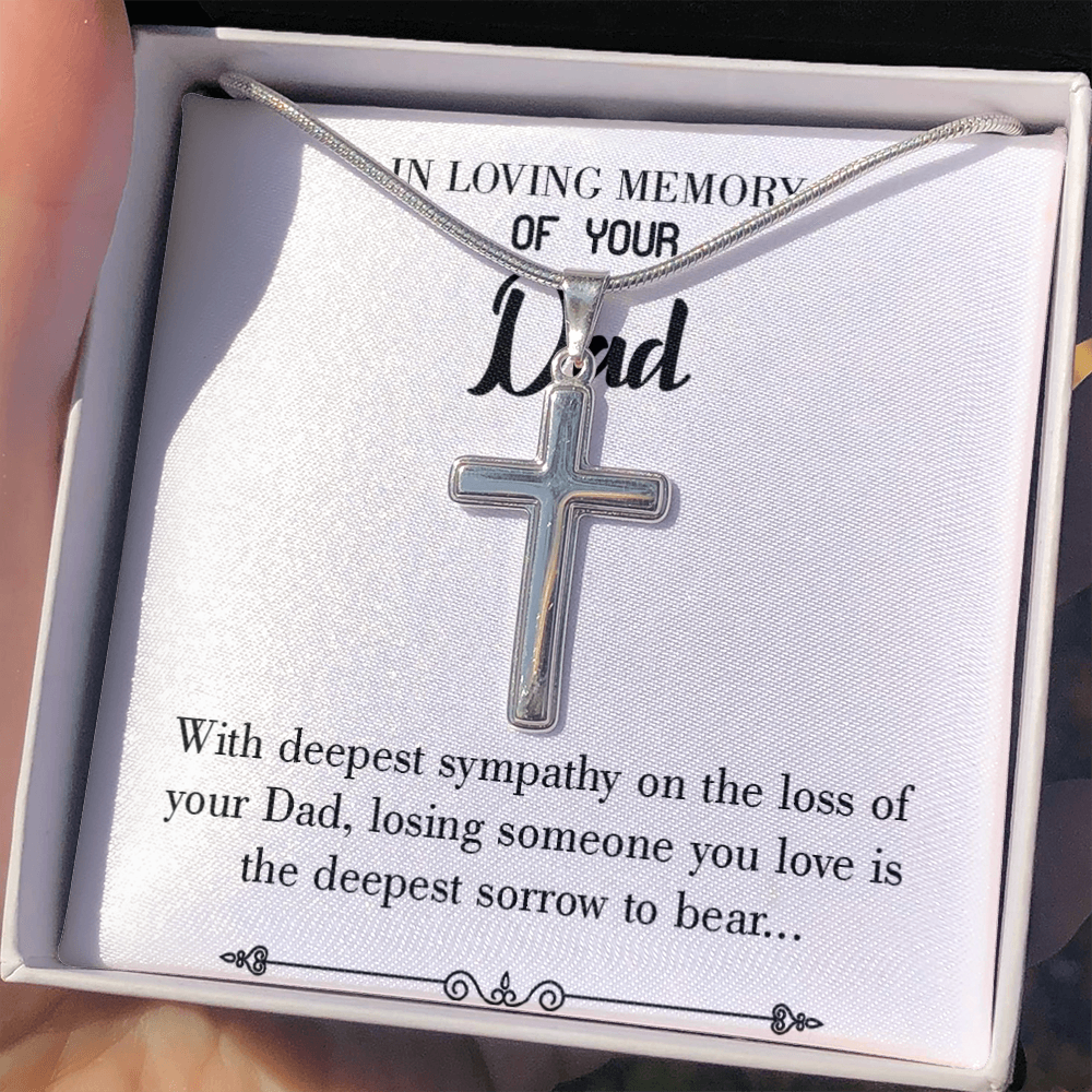 Losing Someone You Love Dad Memorial Gift Dad Memorial Cross Necklace Sympathy Gift Loss of Father Condolence Message Card-Express Your Love Gifts