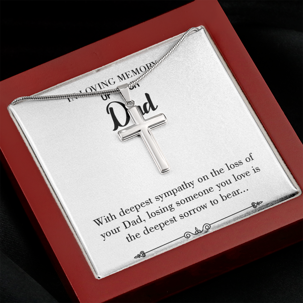 Losing Someone You Love Dad Memorial Gift Dad Memorial Cross Necklace Sympathy Gift Loss of Father Condolence Message Card-Express Your Love Gifts