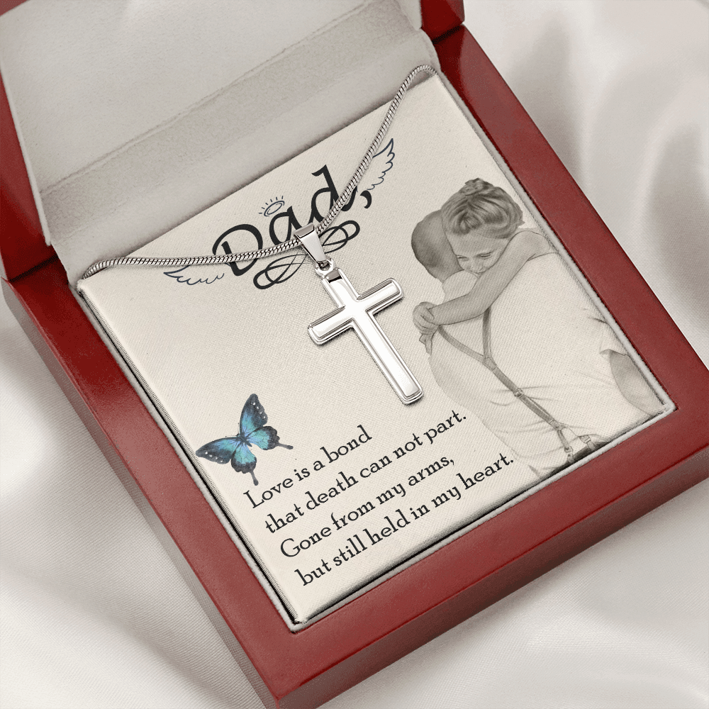 Love is Bond Dad Memorial Gift Dad Memorial Cross Necklace Sympathy Gift Loss of Father Condolence Message Card-Express Your Love Gifts