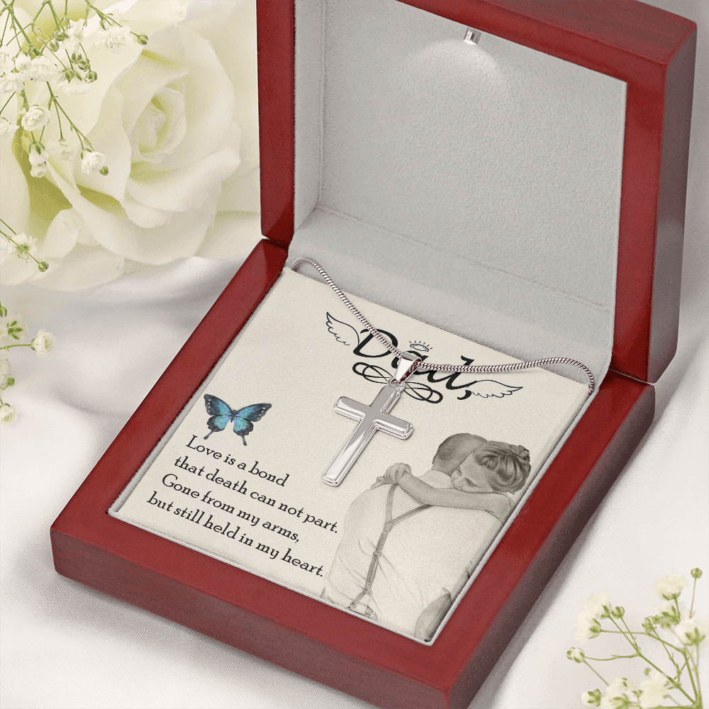 Love is Bond Dad Memorial Gift Dad Memorial Cross Necklace Sympathy Gift Loss of Father Condolence Message Card-Express Your Love Gifts