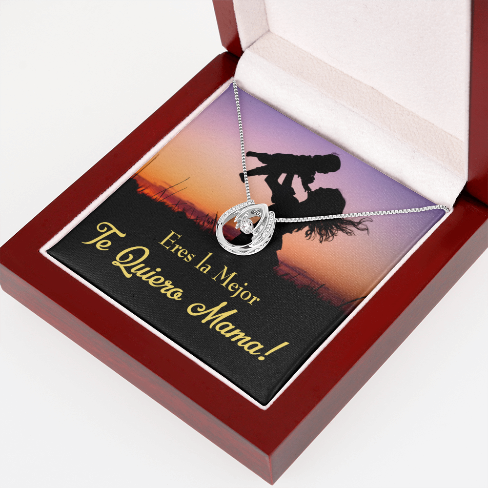 Madre Te Quiero Lucky Horseshoe Necklace Message Card 14k w CZ Crystals-Express Your Love Gifts