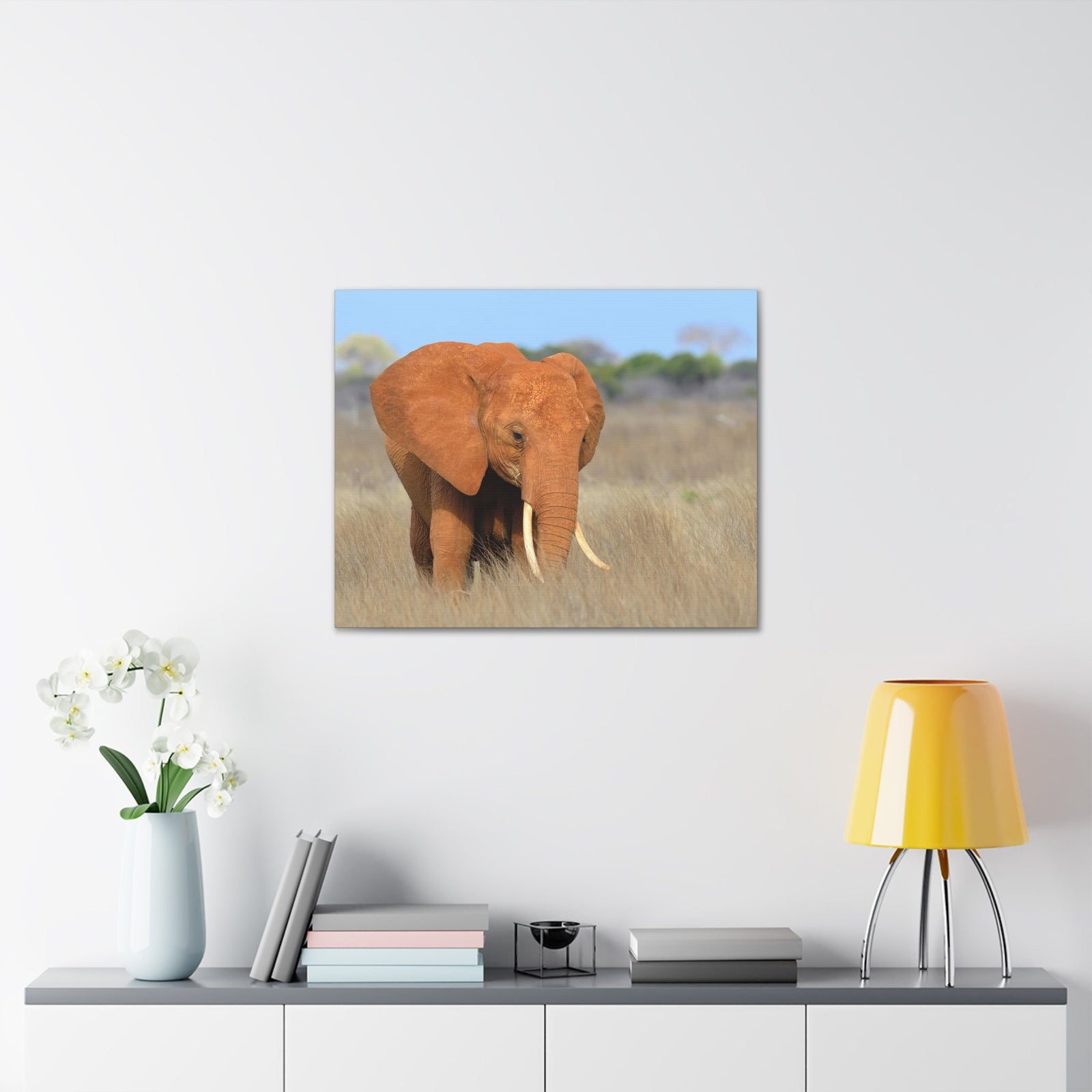 Majestic African Elephant on Grassland Outdoor Wall Art Ready To Hang Unframed-Express Your Love Gifts