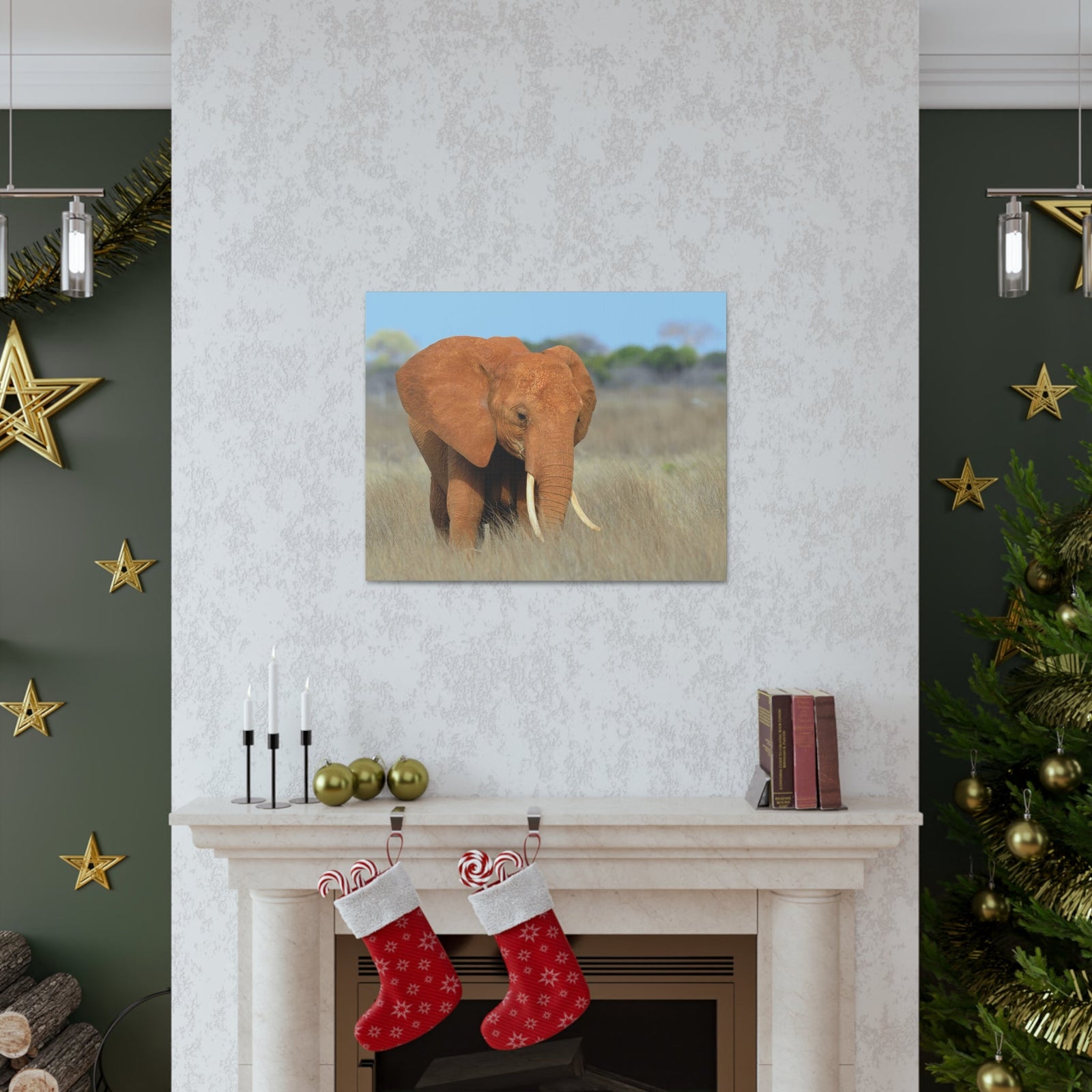 Majestic African Elephant on Grassland Outdoor Wall Art Ready To Hang Unframed-Express Your Love Gifts