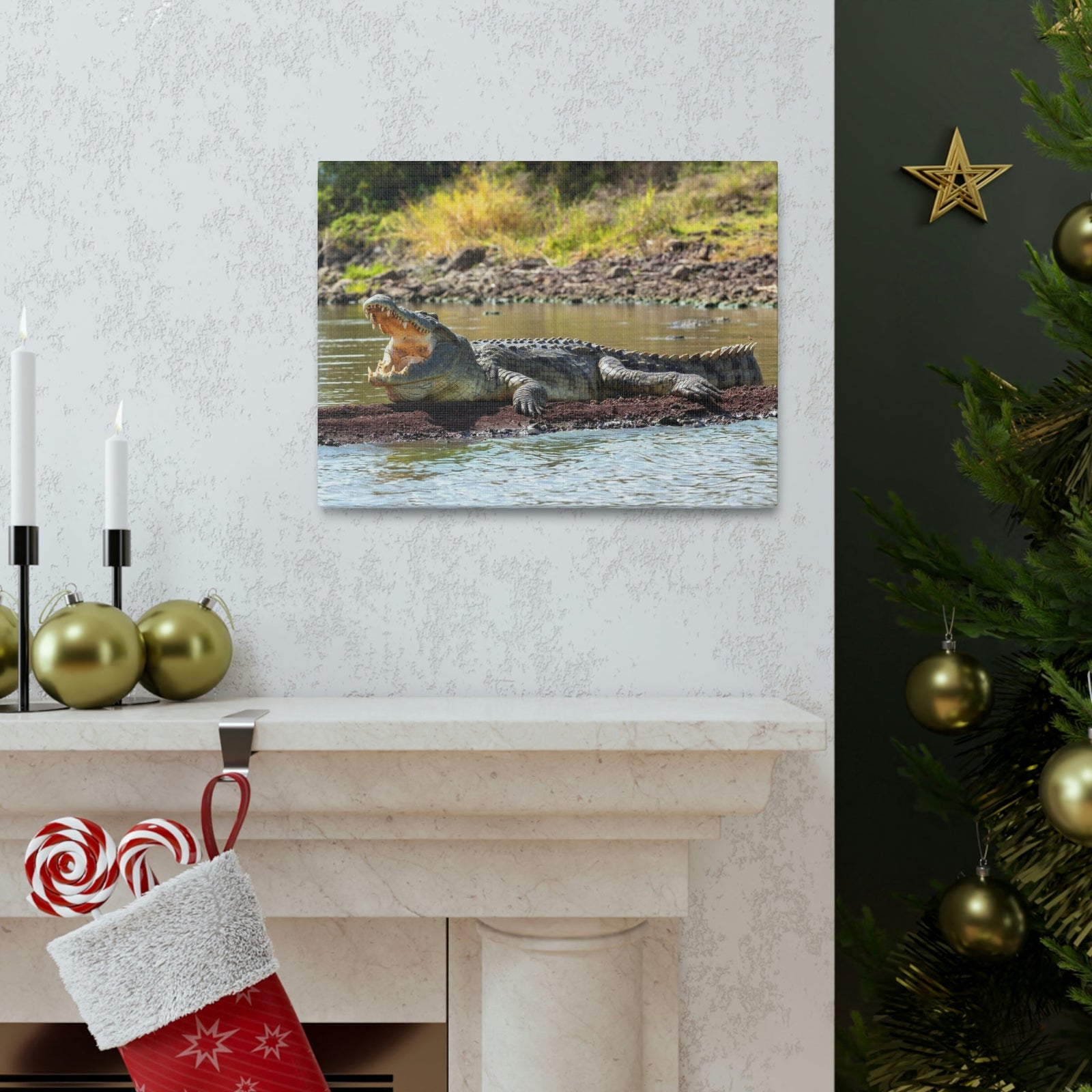 Scripture Walls Majestic Alligator Art Majestic Alligator Print Animal Wall Art Wildlife Canvas Prints Wall Art Ready to Hang Unframed-Express Your Love Gifts