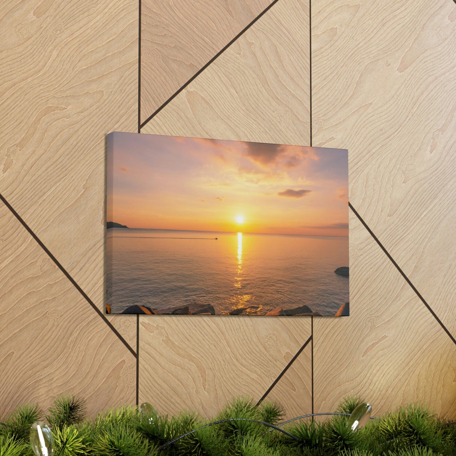 Majestic Clouds Scene Beautiful Sky Sunset Beauty Nature Scene Over Sea Nature Wall Art Ready to Hang Unframed-Express Your Love Gifts