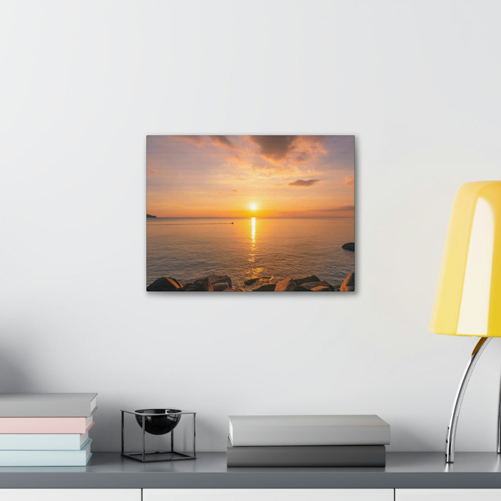 Majestic Clouds Scene Beautiful Sky Sunset Beauty Nature Scene Over Sea Nature Wall Art Ready to Hang Unframed-Express Your Love Gifts