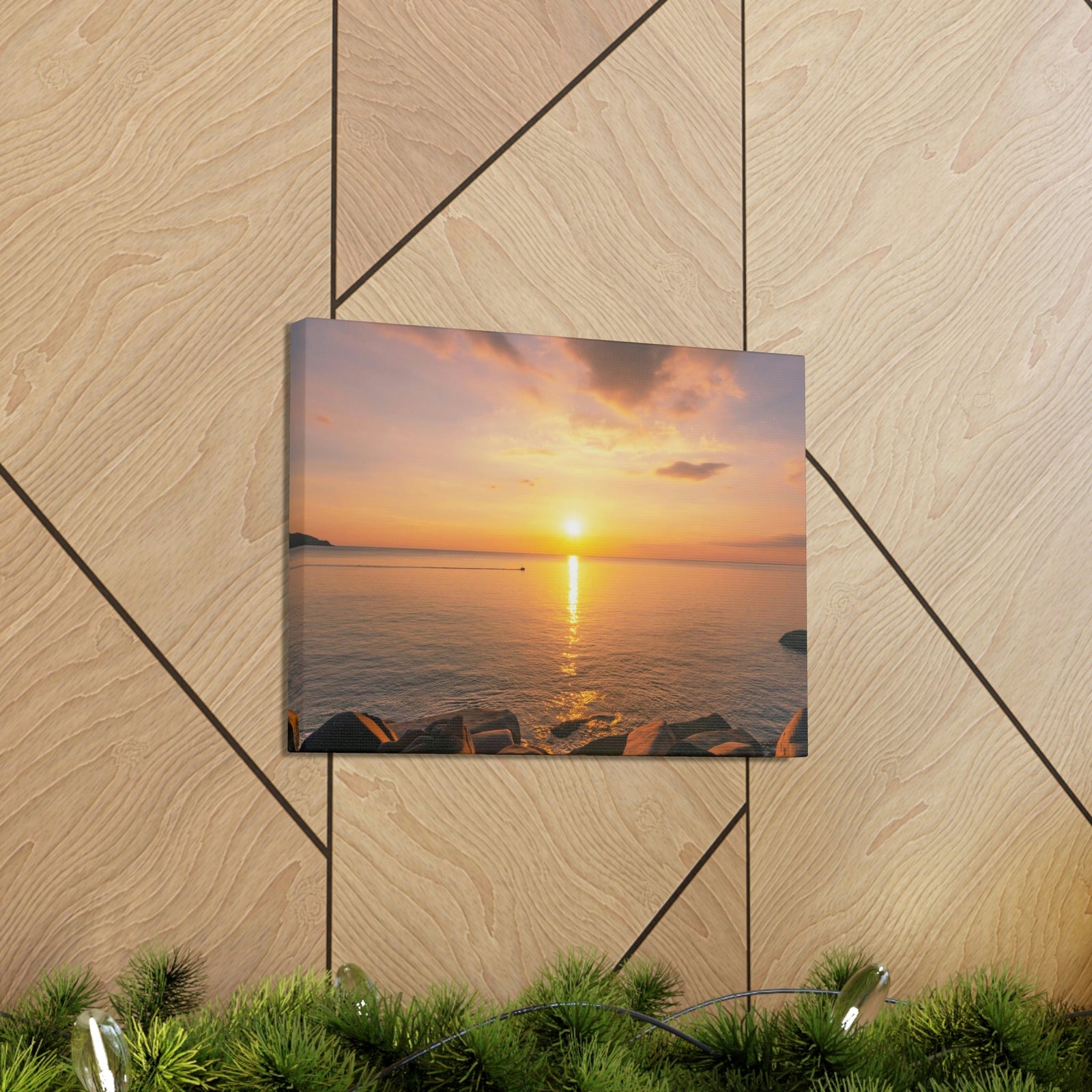 Majestic Clouds Scene Beautiful Sky Sunset Beauty Nature Scene Over Sea Nature Wall Art Ready to Hang Unframed-Express Your Love Gifts