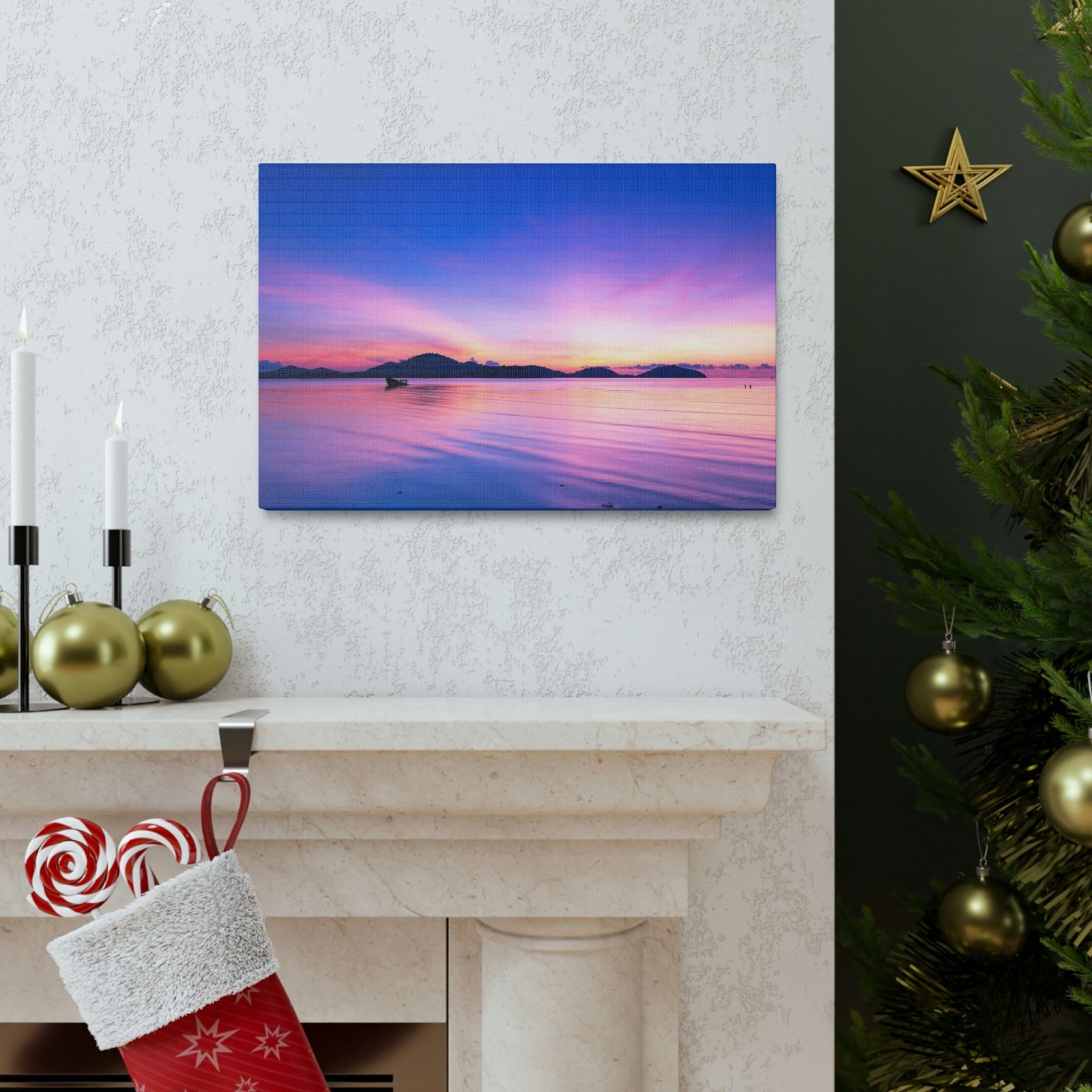 Majestic Sunset Over the Sea Scene Beautiful Engaging and Impressive Beauty Nature Scene Reflection in the Tropical Sea Wall Art Ready to Hang Unframed-Express Your Love Gifts