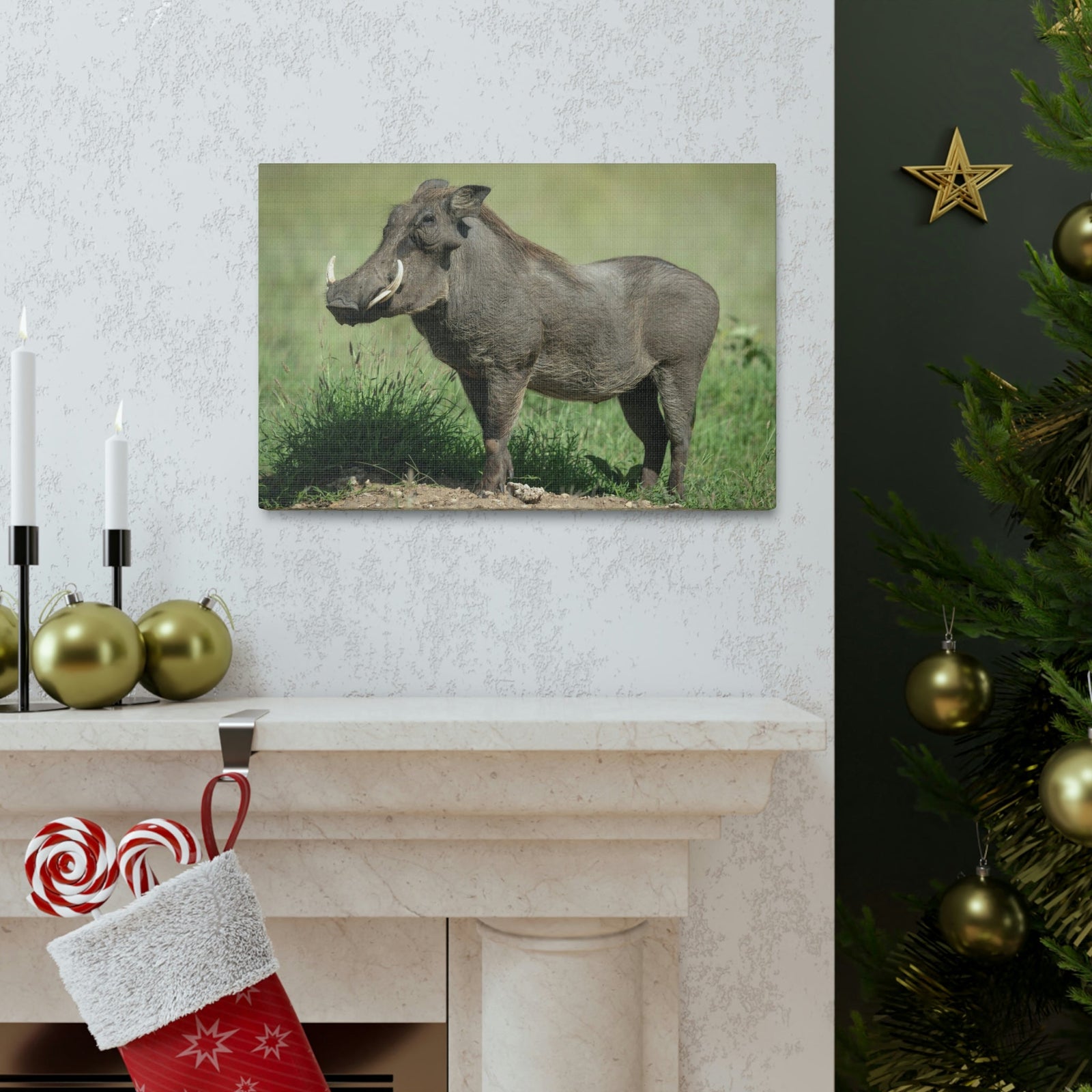 Scripture Walls Majestic Warthog Art Majestic Warthog Print Animal Wall Art Wildlife Canvas Prints Wall Art Ready to Hang Unframed-Express Your Love Gifts