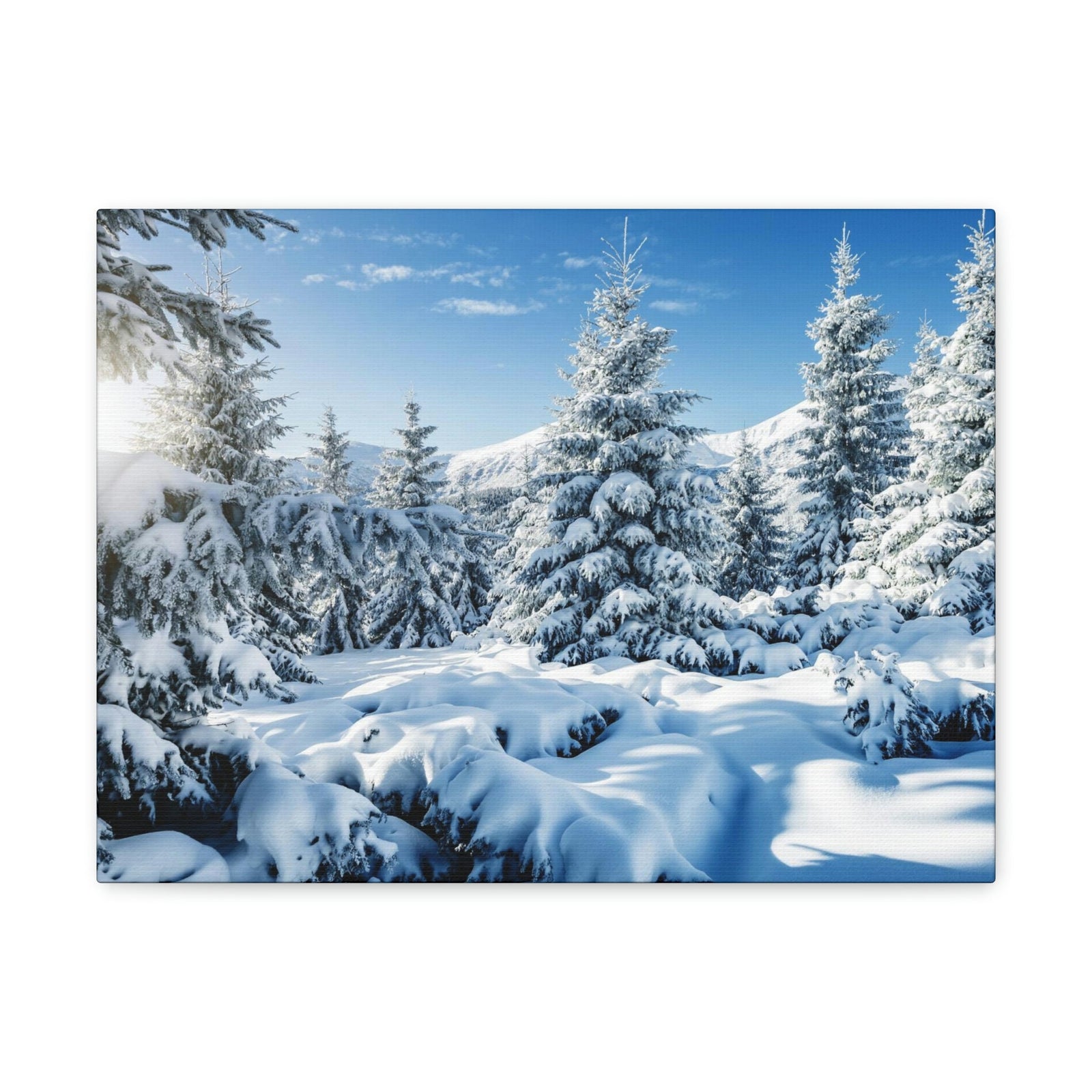 Majestic Winter Snow Scene Beautiful Picturesque and Gorgeous Wintry Beauty Nature Scene White Spruces Glowing by Sunlight Wall Art Ready to Hang Unframed-Express Your Love Gifts