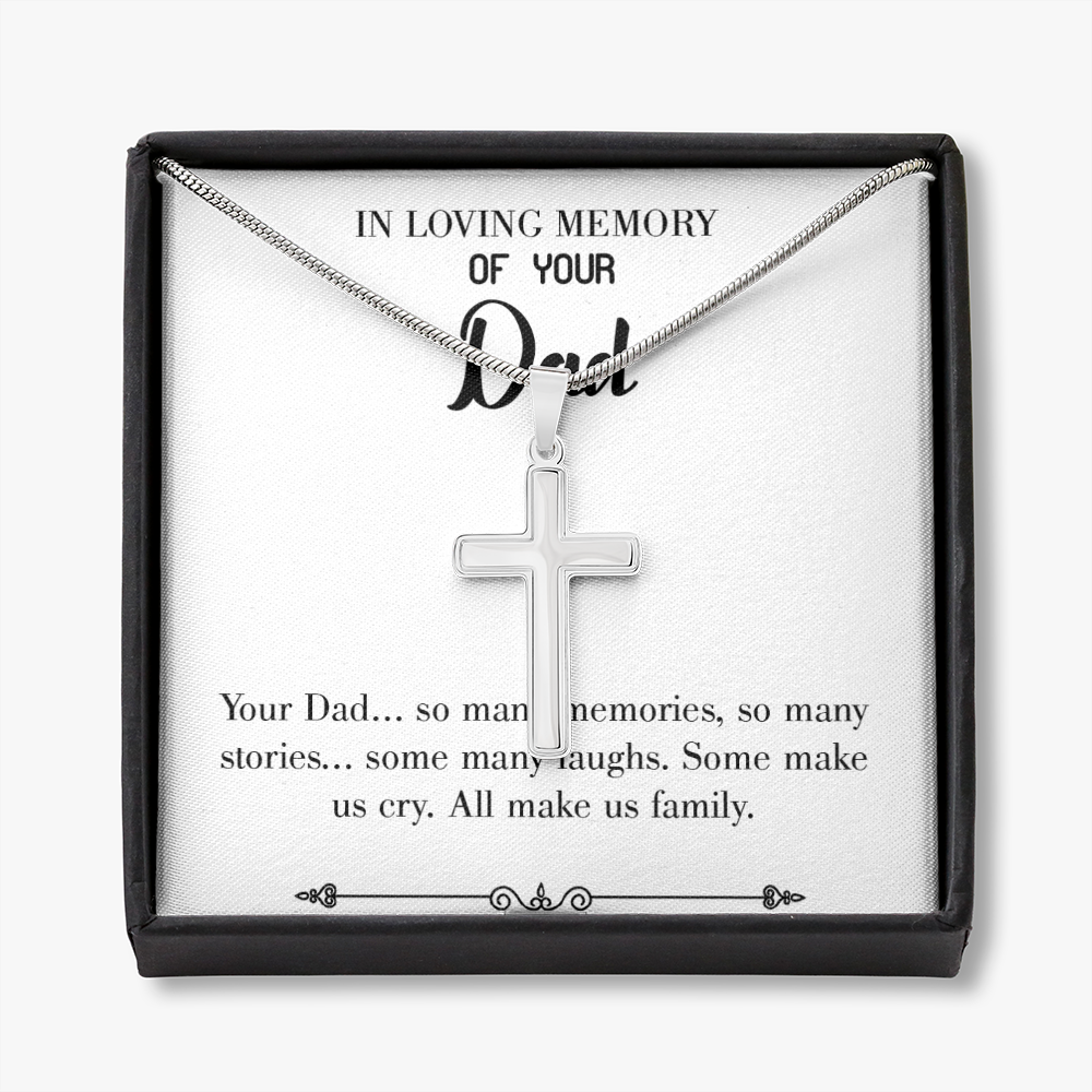 Many Stories Dad Memorial Gift Dad Memorial Cross Necklace Sympathy Gift Loss of Father Condolence Message Card Message Card-Express Your Love Gifts