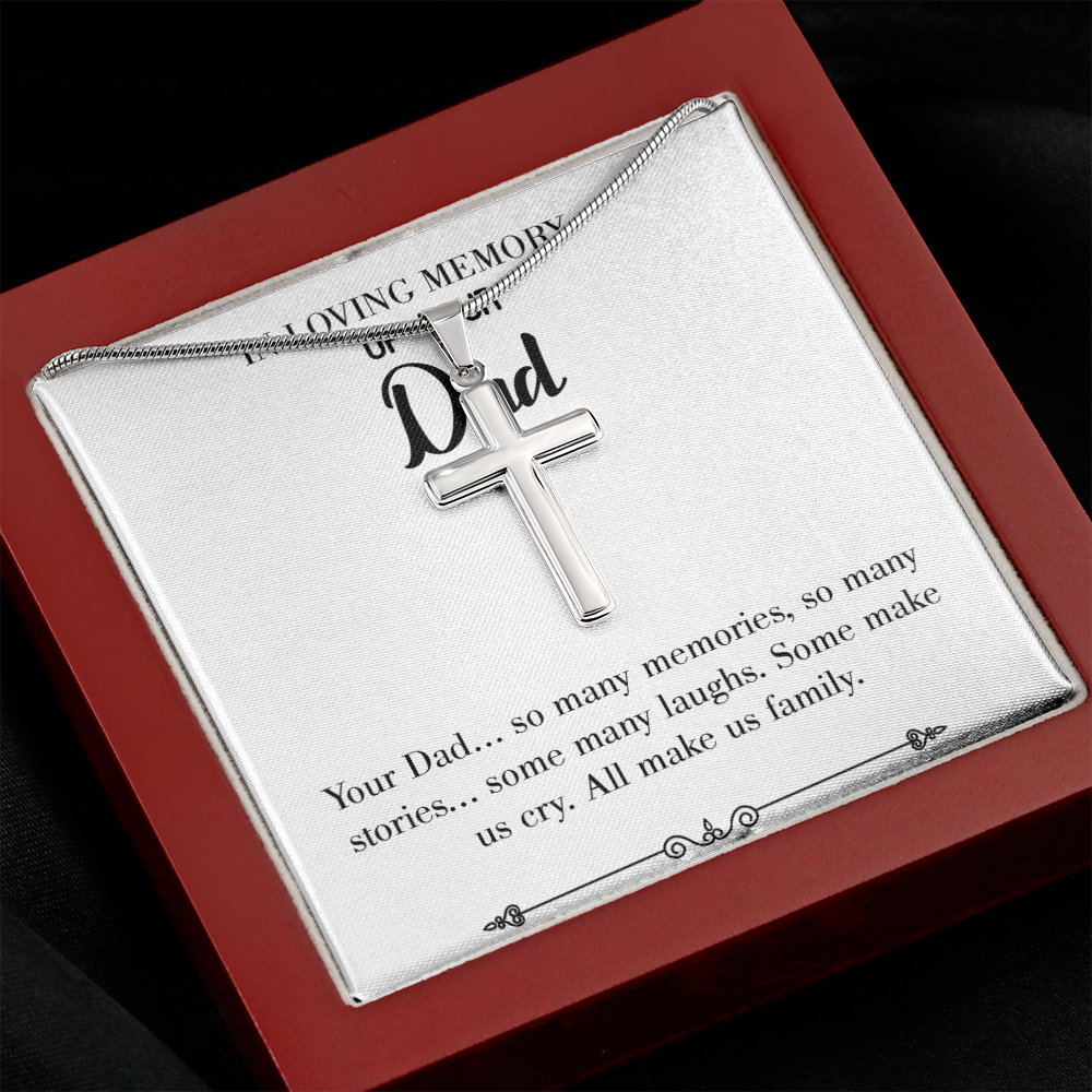Many Stories Dad Memorial Gift Dad Memorial Cross Necklace Sympathy Gift Loss of Father Condolence Message Card Message Card-Express Your Love Gifts