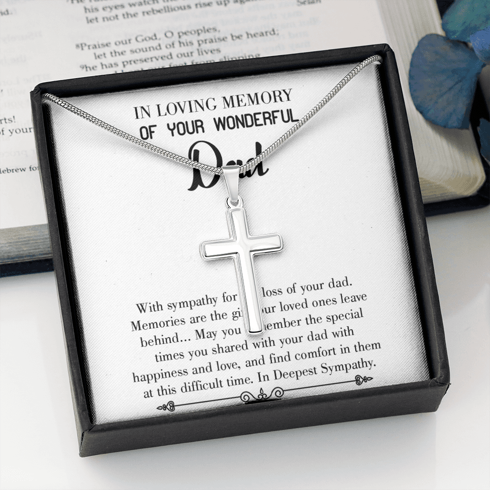 Memories Are Gifts Dad Memorial Gift Dad Memorial Cross Necklace Sympathy Gift Loss of Father Condolence Message Card-Express Your Love Gifts
