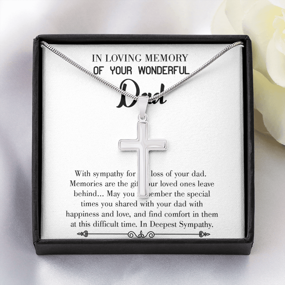 Memories Are Gifts Dad Memorial Gift Dad Memorial Cross Necklace Sympathy Gift Loss of Father Condolence Message Card-Express Your Love Gifts