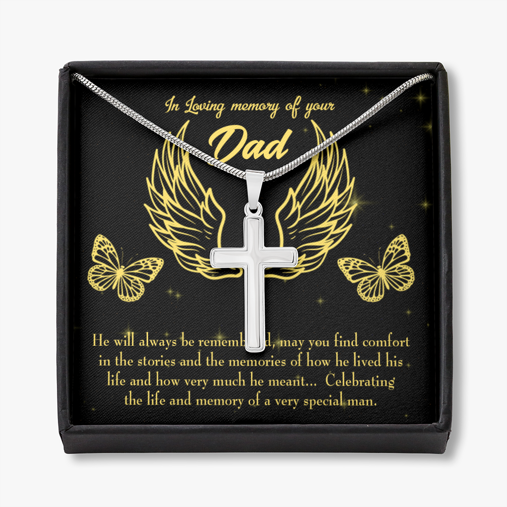 Memory of a Special Man Dad Memorial Gift Dad Memorial Cross Necklace Sympathy Gift Loss of Father Condolence Message Card-Express Your Love Gifts