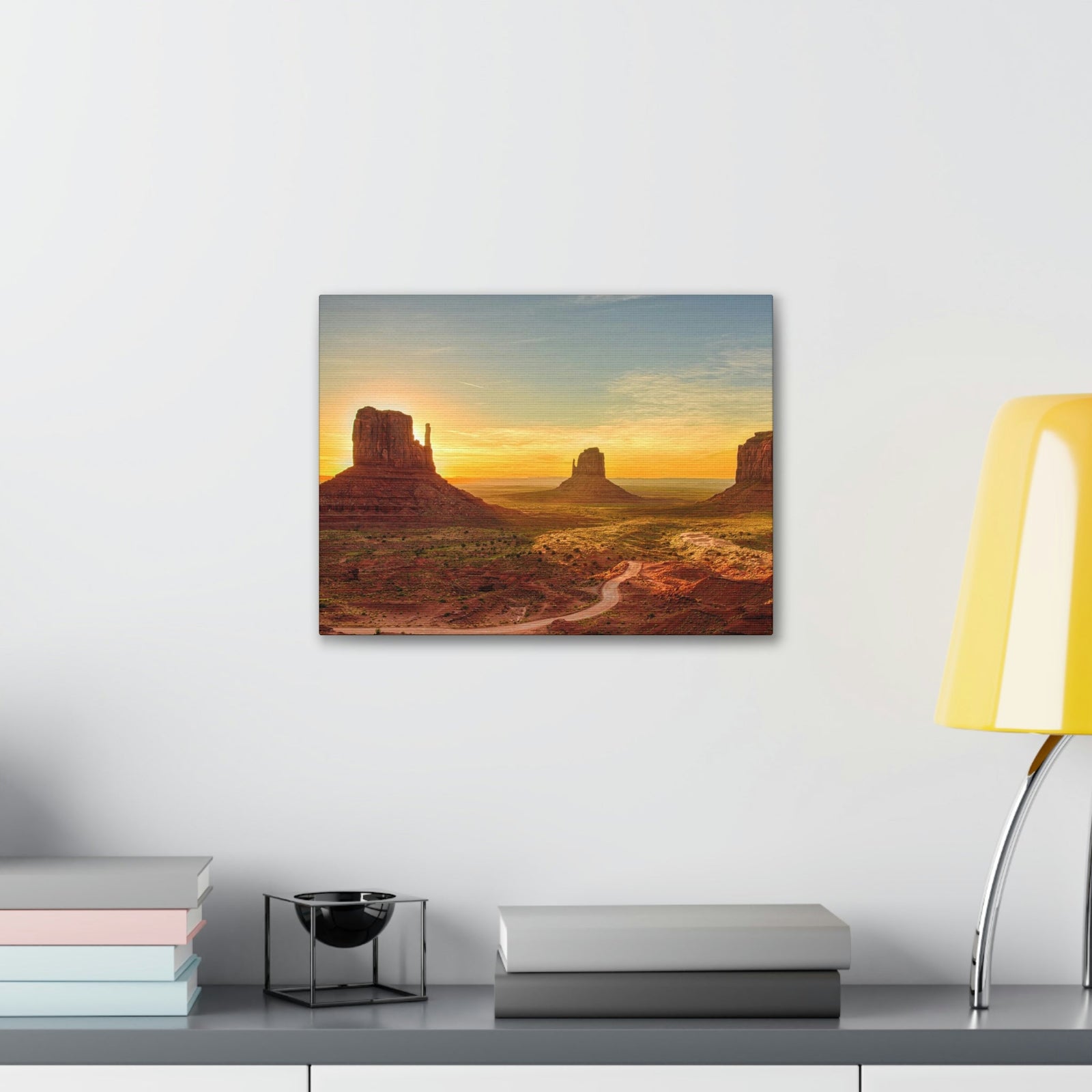 Mesmerizing Sunrise at the Valley Scene Beautiful Astounding and Incredible Beauty Nature Scene Big Rocks and Sun Wall Art Ready to Hang Unframed-Express Your Love Gifts