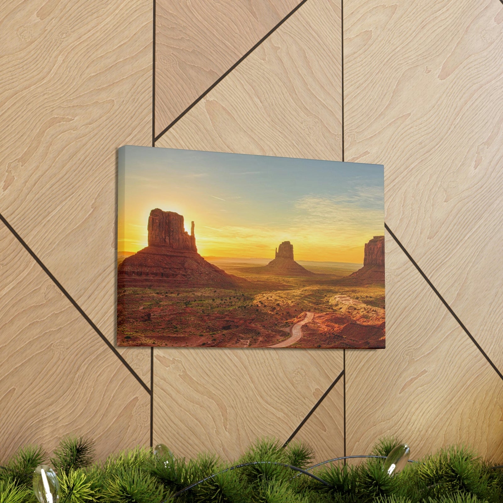 Mesmerizing Sunrise at the Valley Scene Beautiful Astounding and Incredible Beauty Nature Scene Big Rocks and Sun Wall Art Ready to Hang Unframed-Express Your Love Gifts