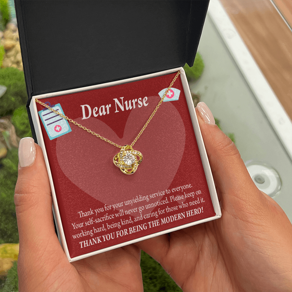 Modern Hero Nurse Healthcare Medical Worker Nurse Appreciation Gift Infinity Knot Necklace Message Card-Express Your Love Gifts