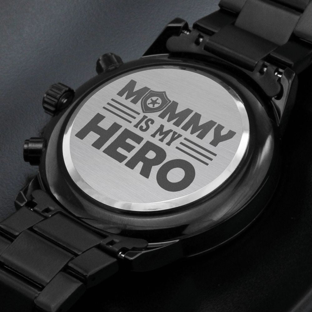 Mommy My Hero Engraved Multifunction Policeman Men's Watch Stainless Steel W Copper Dial-Express Your Love Gifts