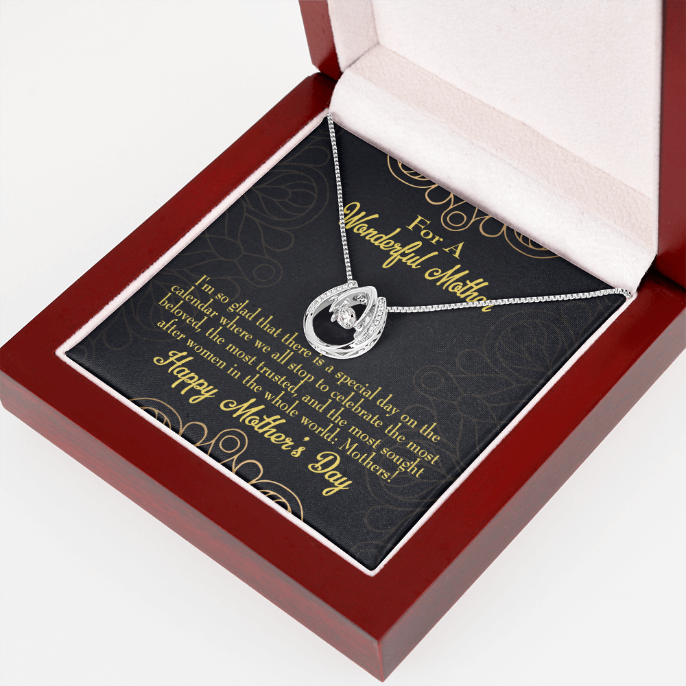 Mother's Day Special Day Lucky Horseshoe Necklace Message Card 14k w CZ Crystals-Express Your Love Gifts