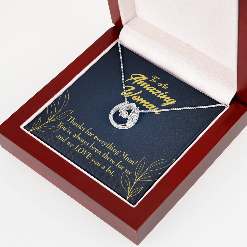 Mum We Love You Lucky Horseshoe Necklace Message Card 14k w CZ Crystals-Express Your Love Gifts