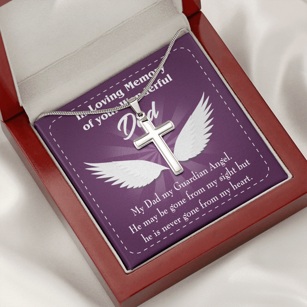 My Dad My Guardian Dad Memorial Gift Dad Memorial Cross Necklace Sympathy Gift Loss of Father Condolence Message Card-Express Your Love Gifts