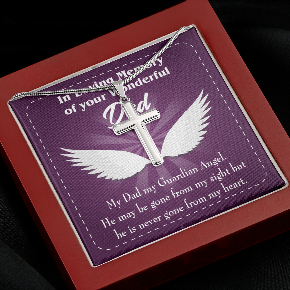 My Dad My Guardian Dad Memorial Gift Dad Memorial Cross Necklace Sympathy Gift Loss of Father Condolence Message Card-Express Your Love Gifts