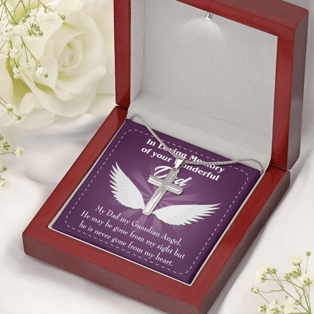 My Dad My Guardian Dad Memorial Gift Dad Memorial Cross Necklace Sympathy Gift Loss of Father Condolence Message Card-Express Your Love Gifts