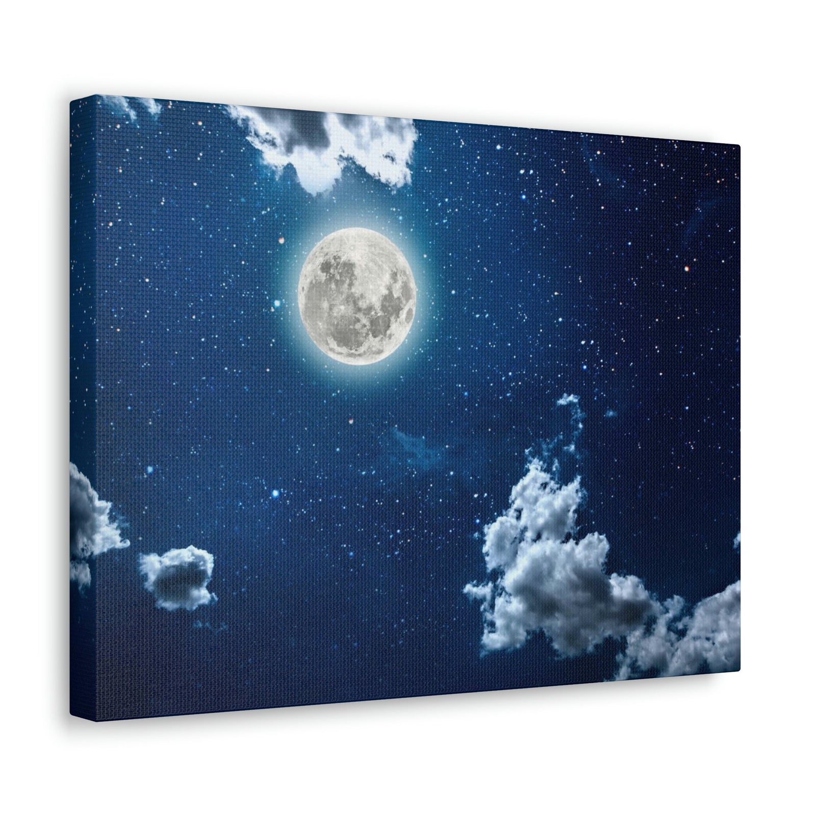 Night Sky With Stars Scene Beautiful Moon and Clouds Beauty Nature Scene Shining Bright Nature Wall Art Ready to Hang Unframed-Express Your Love Gifts