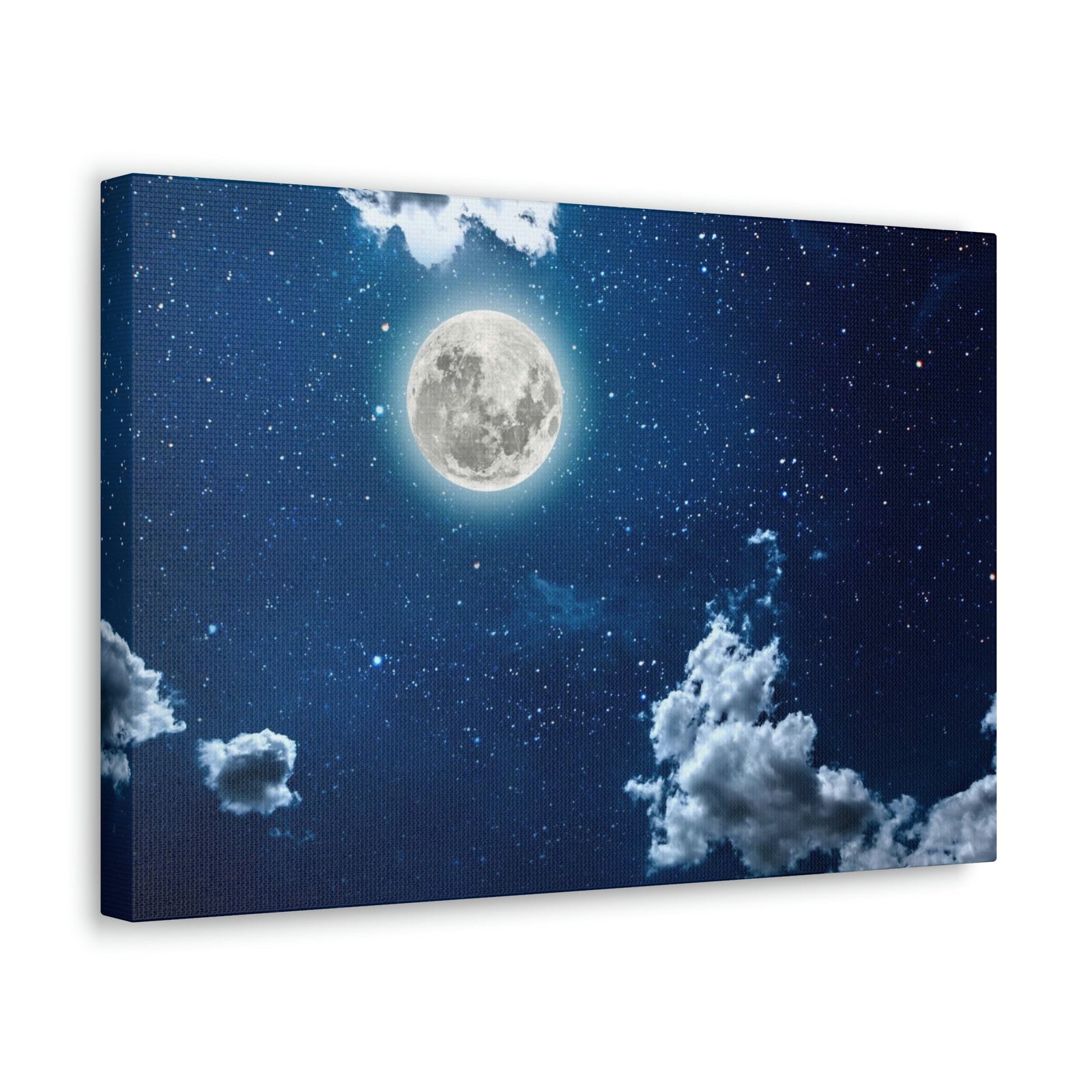 Night Sky With Stars Scene Beautiful Moon and Clouds Beauty Nature Scene Shining Bright Nature Wall Art Ready to Hang Unframed-Express Your Love Gifts