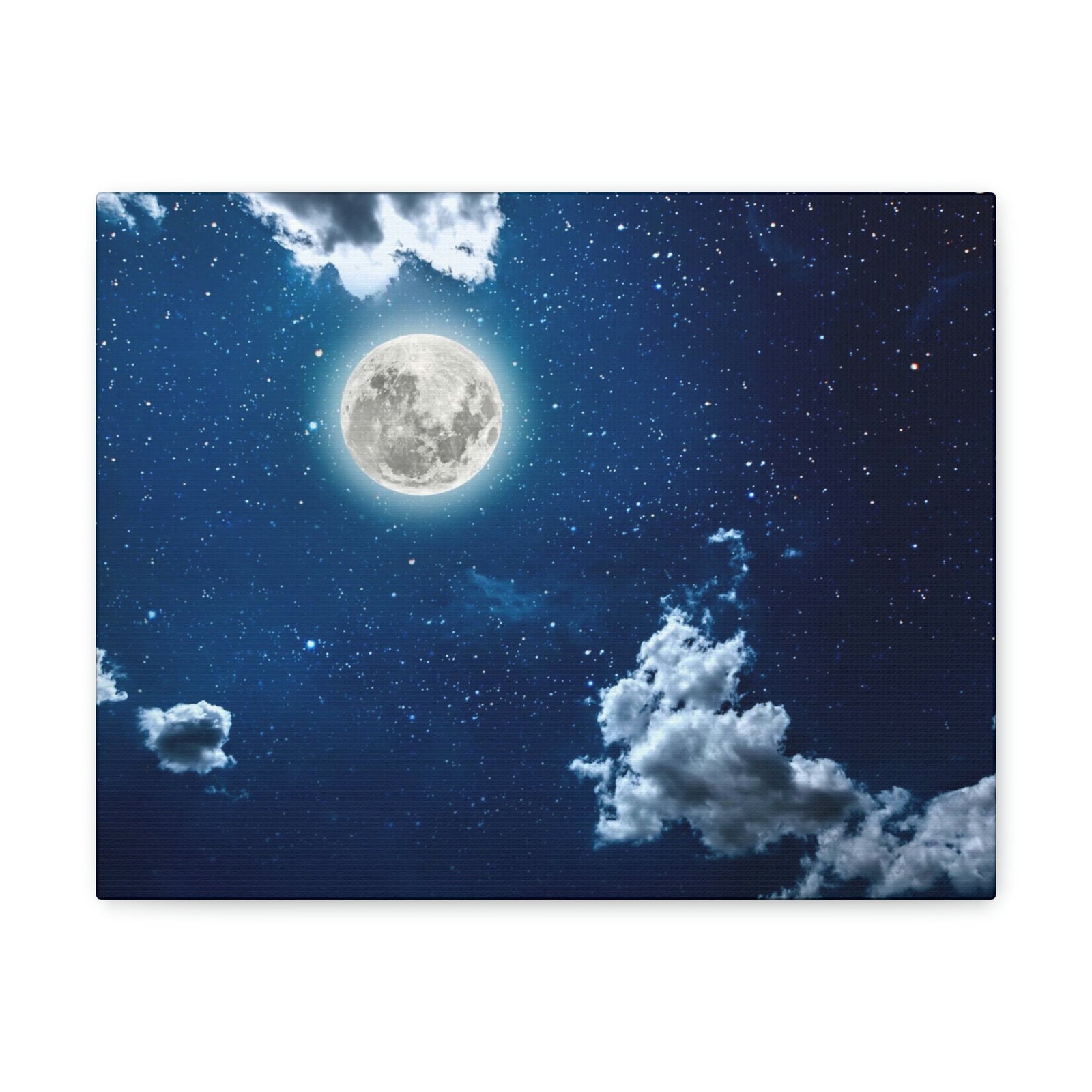 Night Sky With Stars Scene Beautiful Moon and Clouds Beauty Nature Scene Shining Bright Nature Wall Art Ready to Hang Unframed-Express Your Love Gifts