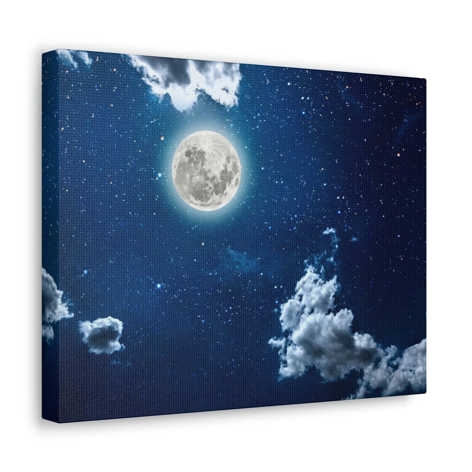 Night Sky With Stars Scene Beautiful Moon and Clouds Beauty Nature Scene Shining Bright Nature Wall Art Ready to Hang Unframed-Express Your Love Gifts