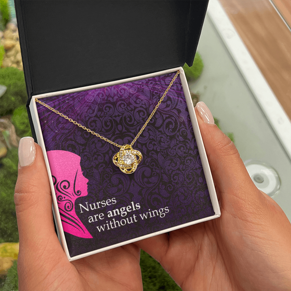 Nurses are Angels Healthcare Medical Worker Nurse Appreciation Gift Infinity Knot Necklace Message Card-Express Your Love Gifts