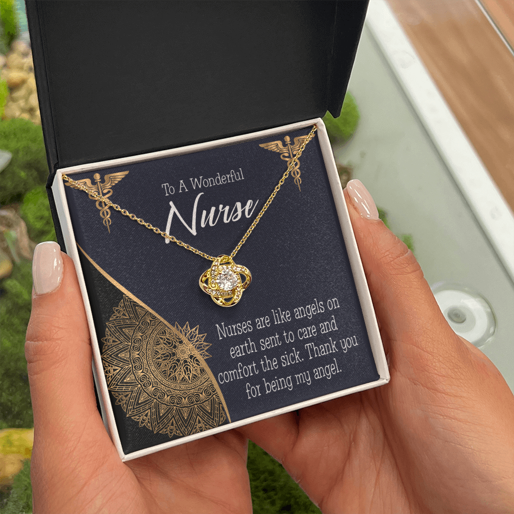Nurses are Like Angels Healthcare Medical Worker Nurse Appreciation Gift Infinity Knot Necklace Message Card-Express Your Love Gifts