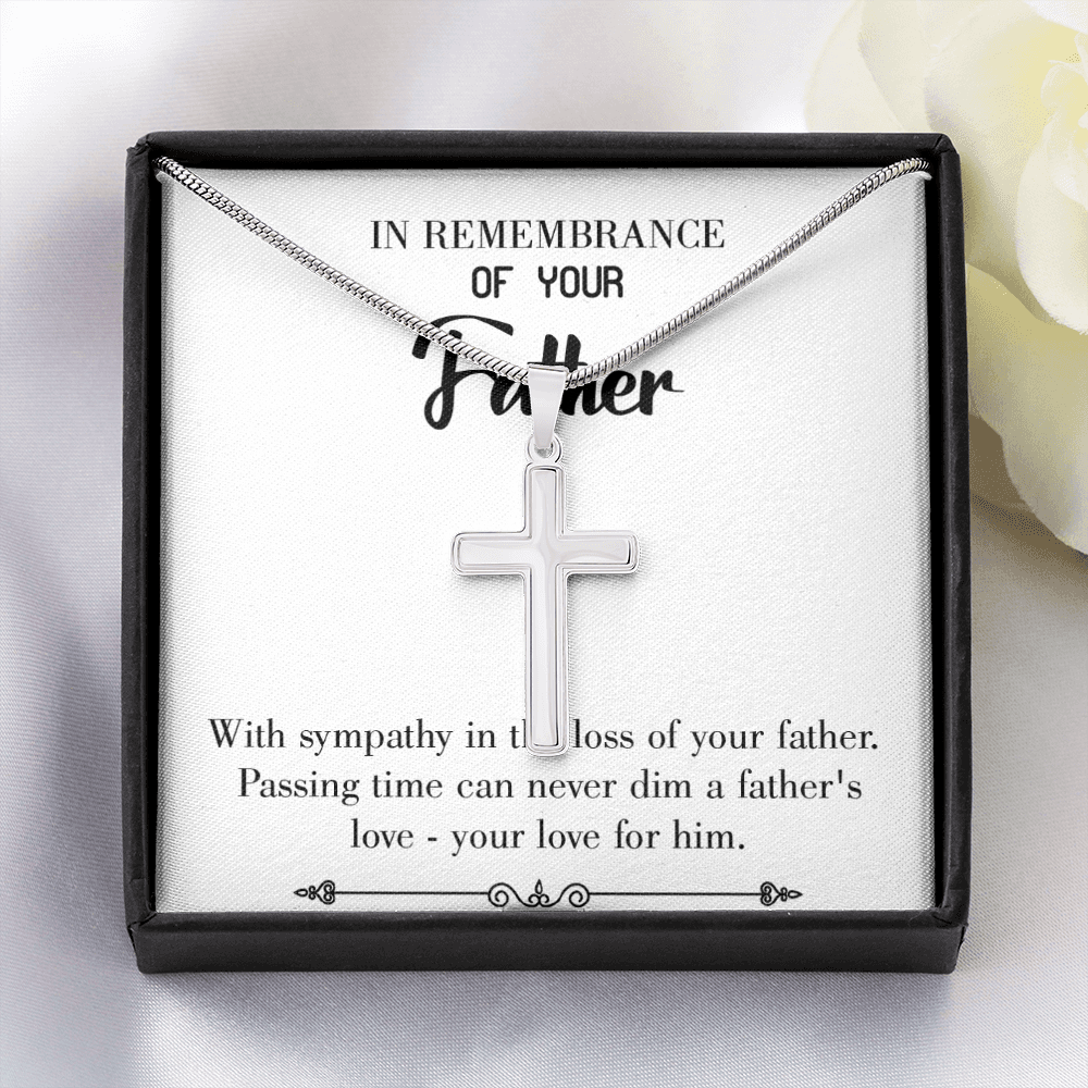 Passing Time Dad Memorial Gift Dad Memorial Cross Necklace Sympathy Gift Loss of Father Condolence Message Card-Express Your Love Gifts
