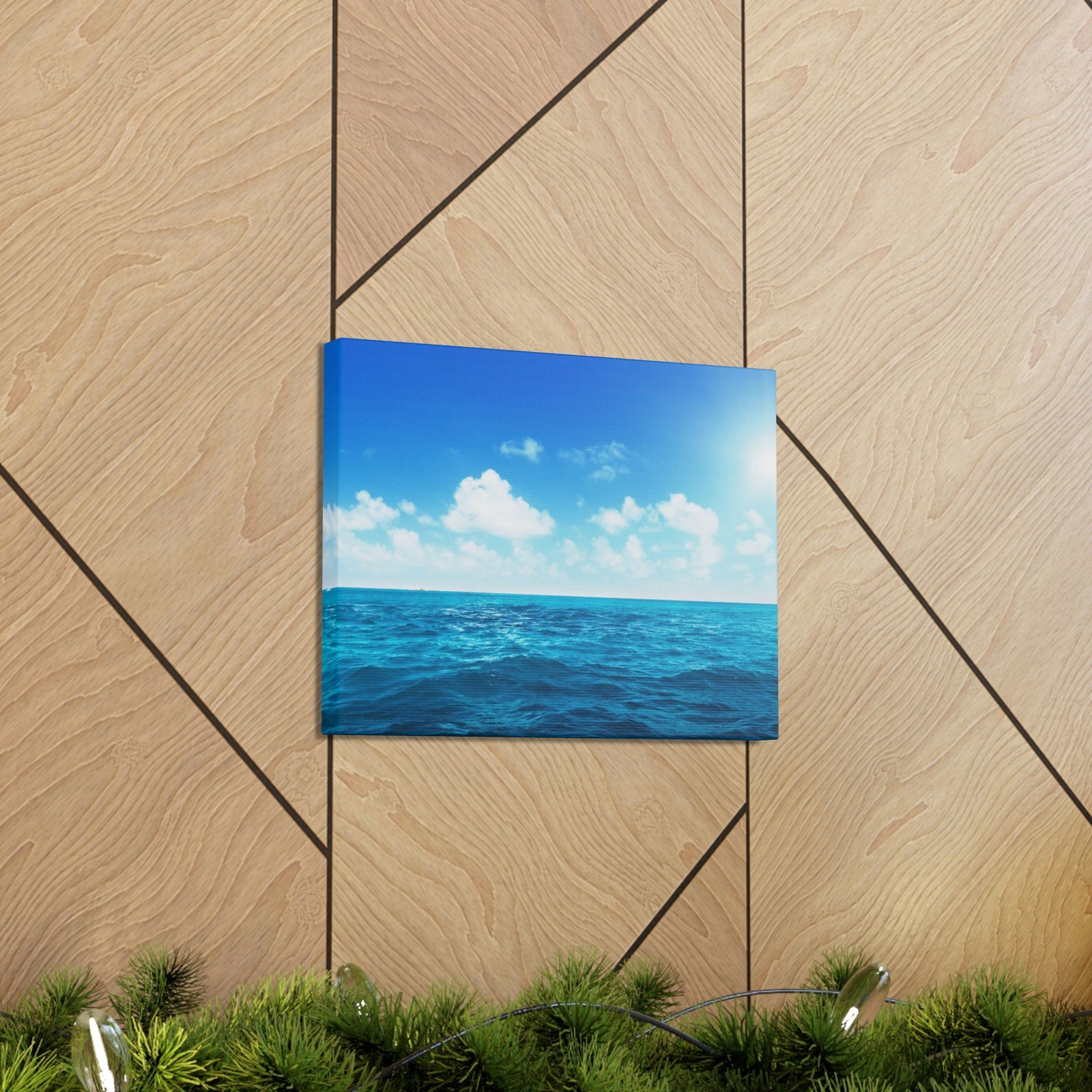 Perfect Sky and Ocean Water Scene Beautiful Majestic and Pleasing View Beauty Nature Scene Vast Blue Sky and Ocean Wall Art Ready to Hang Unframed-Express Your Love Gifts
