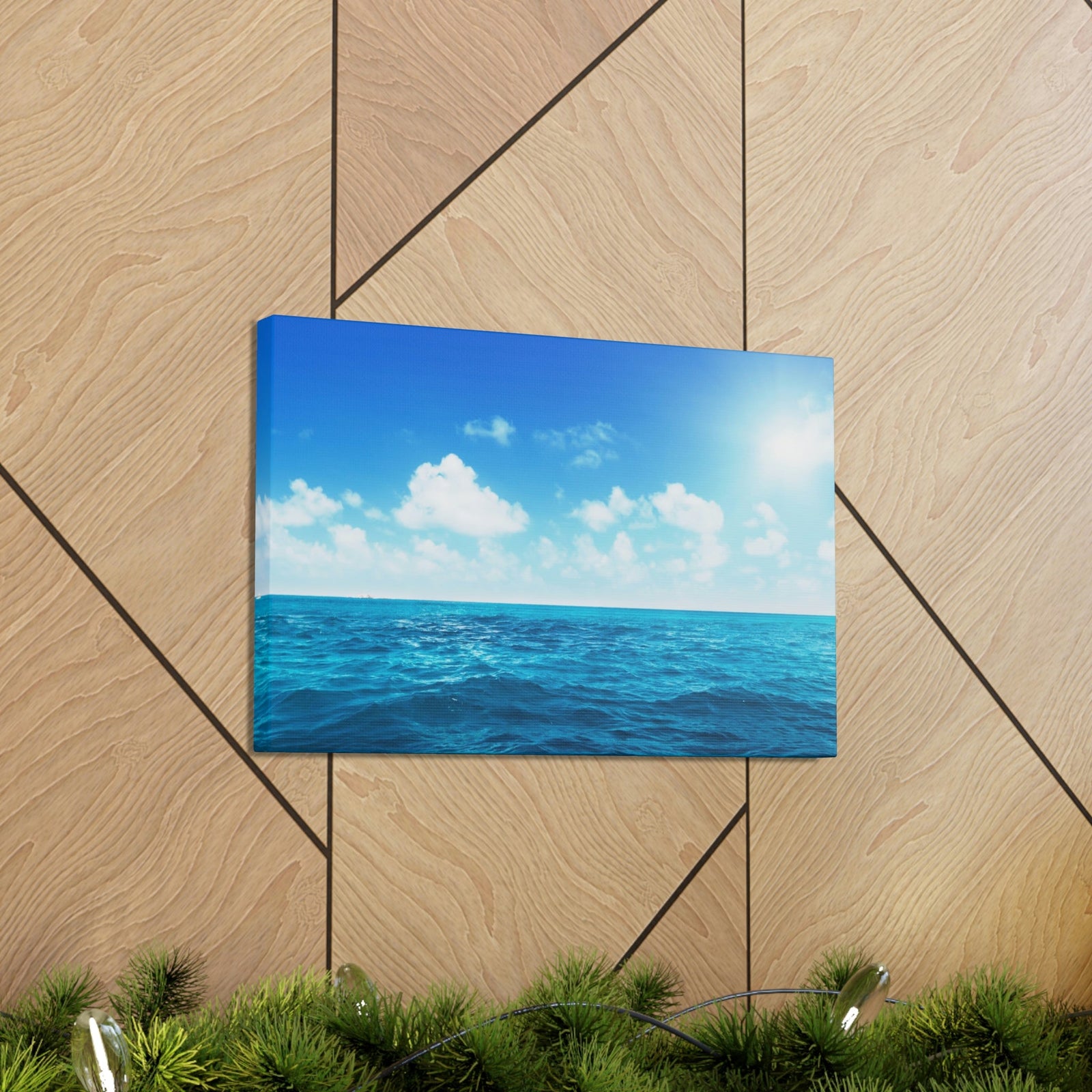 Perfect Sky and Ocean Water Scene Beautiful Majestic and Pleasing View Beauty Nature Scene Vast Blue Sky and Ocean Wall Art Ready to Hang Unframed-Express Your Love Gifts