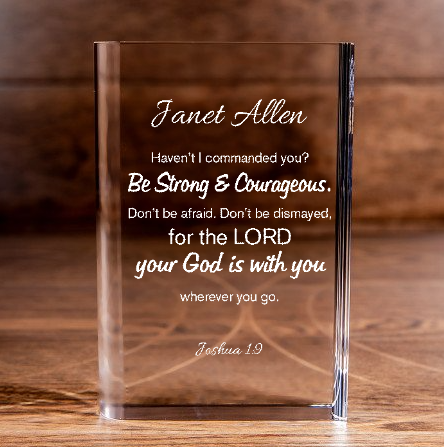 Joshua 1:9 Be Strong Courageous Laser Engraved Crystal Book - Elegant Religious Gift for Devoted Believers Personalized Christian Gift-Express Your Love Gifts