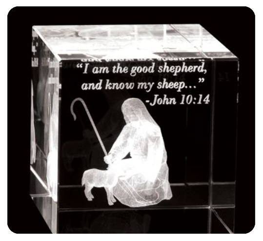 Personalized Christian Gift: Bible Verse Square Cut Crystal Cube with Custom Name Engraving-Express Your Love Gifts