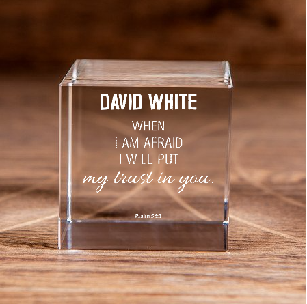 Psalm 56:3 Square Cut Crystal Cube Personalized I Will Put My Trust in You Christian Gift-Express Your Love Gifts