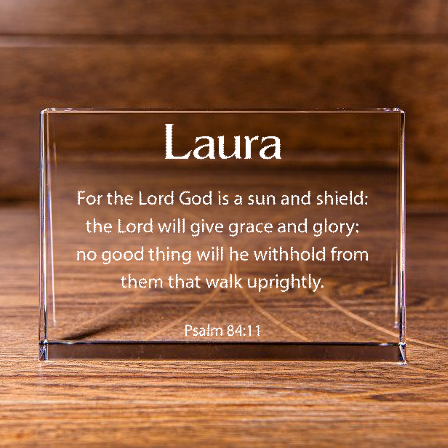 Psalm 84:11 Sun and Shield Landscape Cut Wedge Crystal Personalized Christian Gift-Express Your Love Gifts