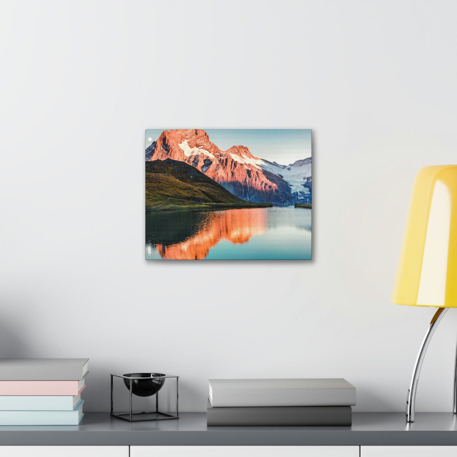 Picturesque Autumn Sunset in Alps Scene Beautiful Incredible Lake View Beauty Nature Scene Snowy Mountains and Lake Wall Art Ready to Hang Unframed-Express Your Love Gifts