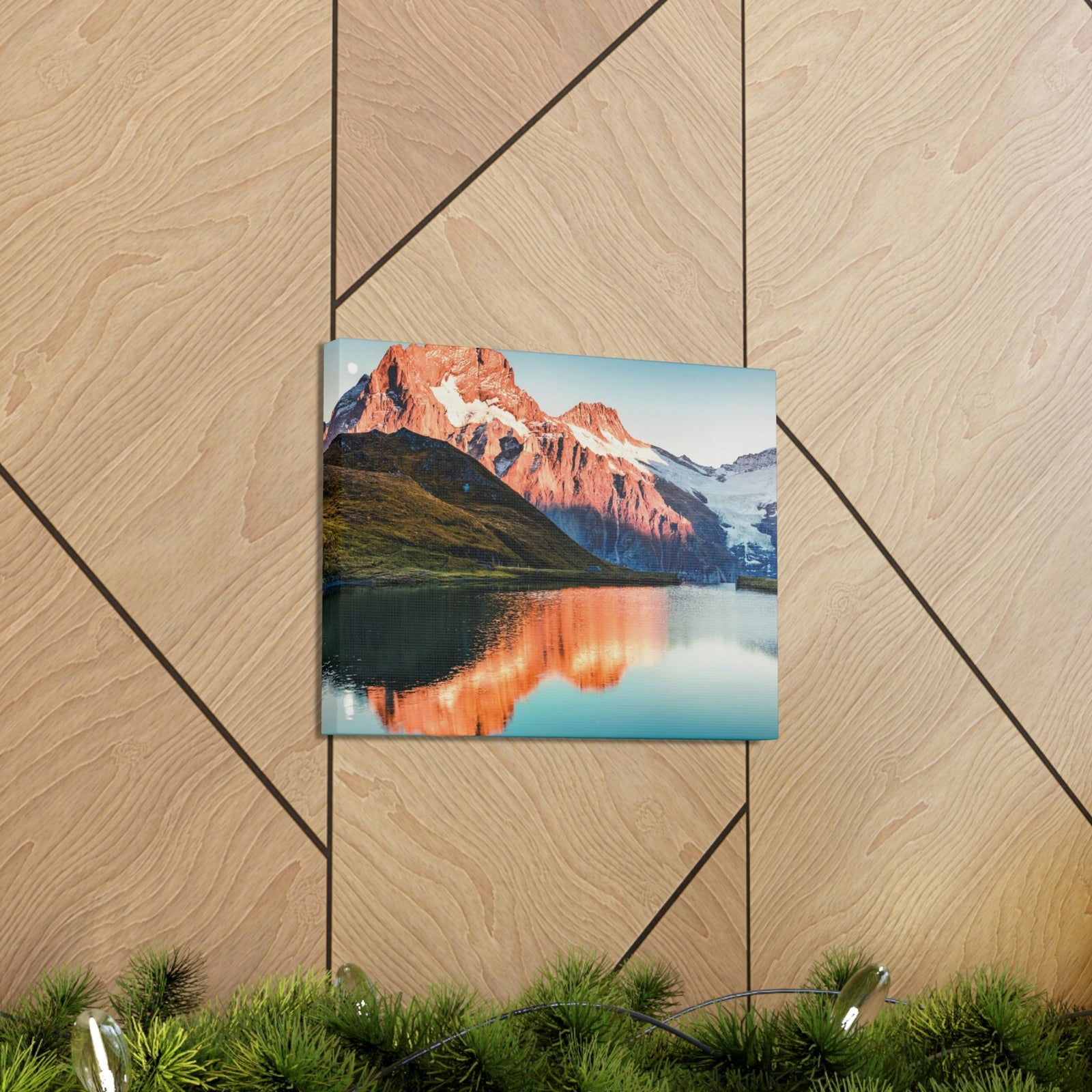Picturesque Autumn Sunset in Alps Scene Beautiful Incredible Lake View Beauty Nature Scene Snowy Mountains and Lake Wall Art Ready to Hang Unframed-Express Your Love Gifts